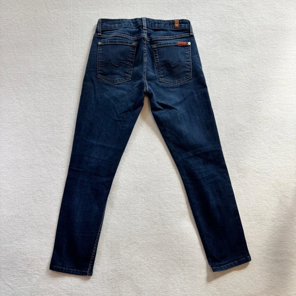 7 For All Mankind Kimmie Crop Jeans Women 27 Dark Wash Excellent Slim Fit‎ Denim